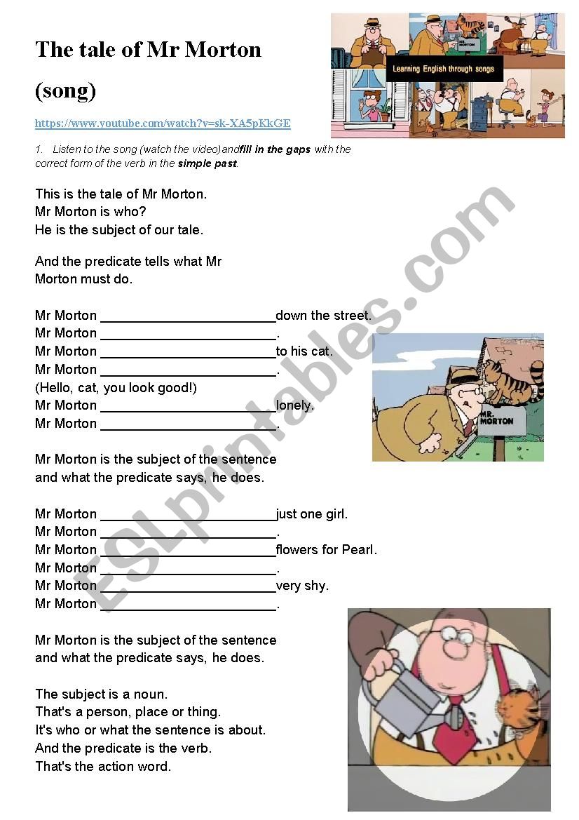 simple past video worksheet (Mr Morton)