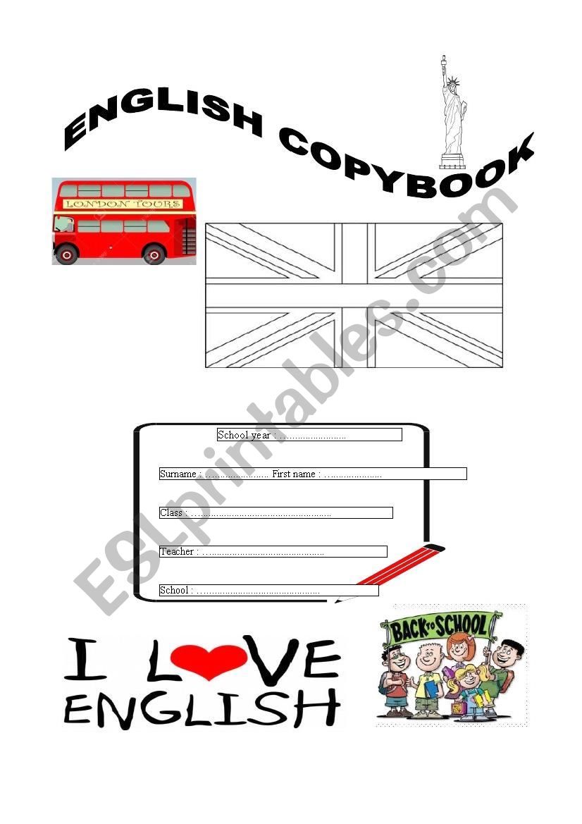 copybook front page worksheet