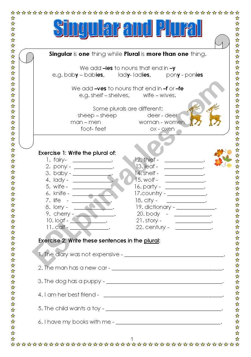 Singular and Plural (Part 2) worksheet