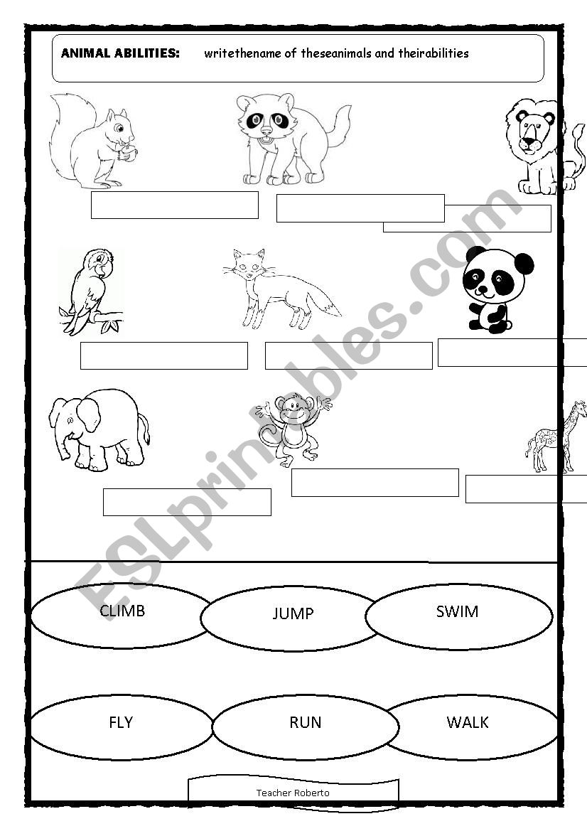 ANIMAL ABILITIES worksheet