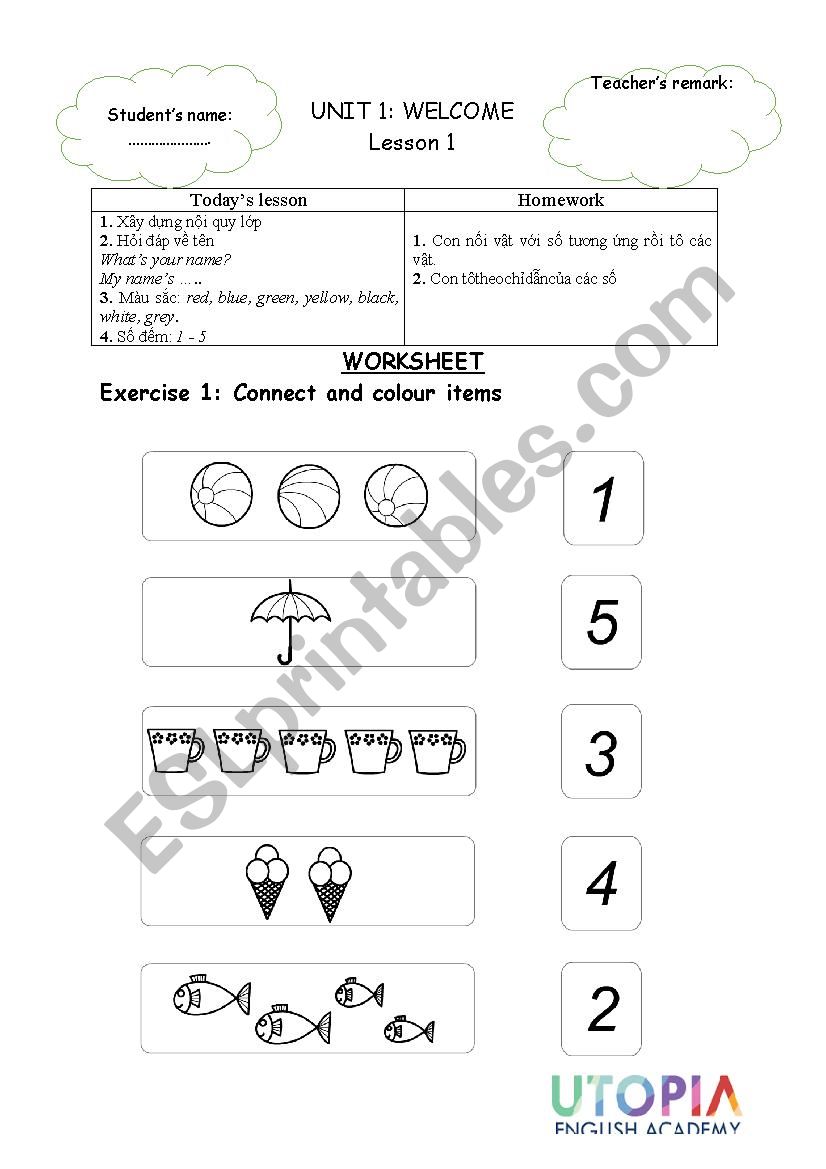 Number 1-5 worksheet worksheet