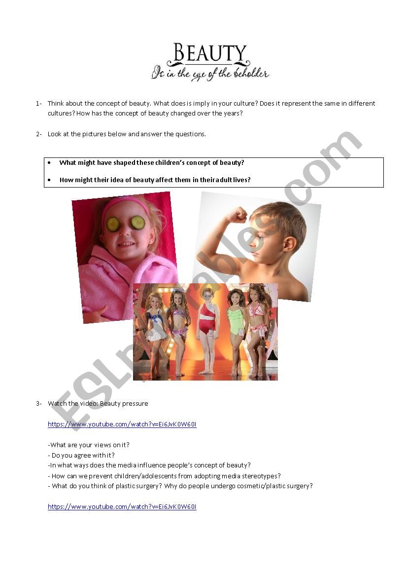 stereotypes and beauty worksheet