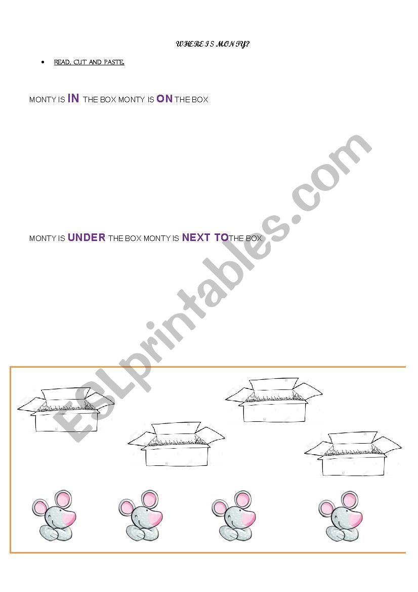 WhereÂ´s Monty? worksheet