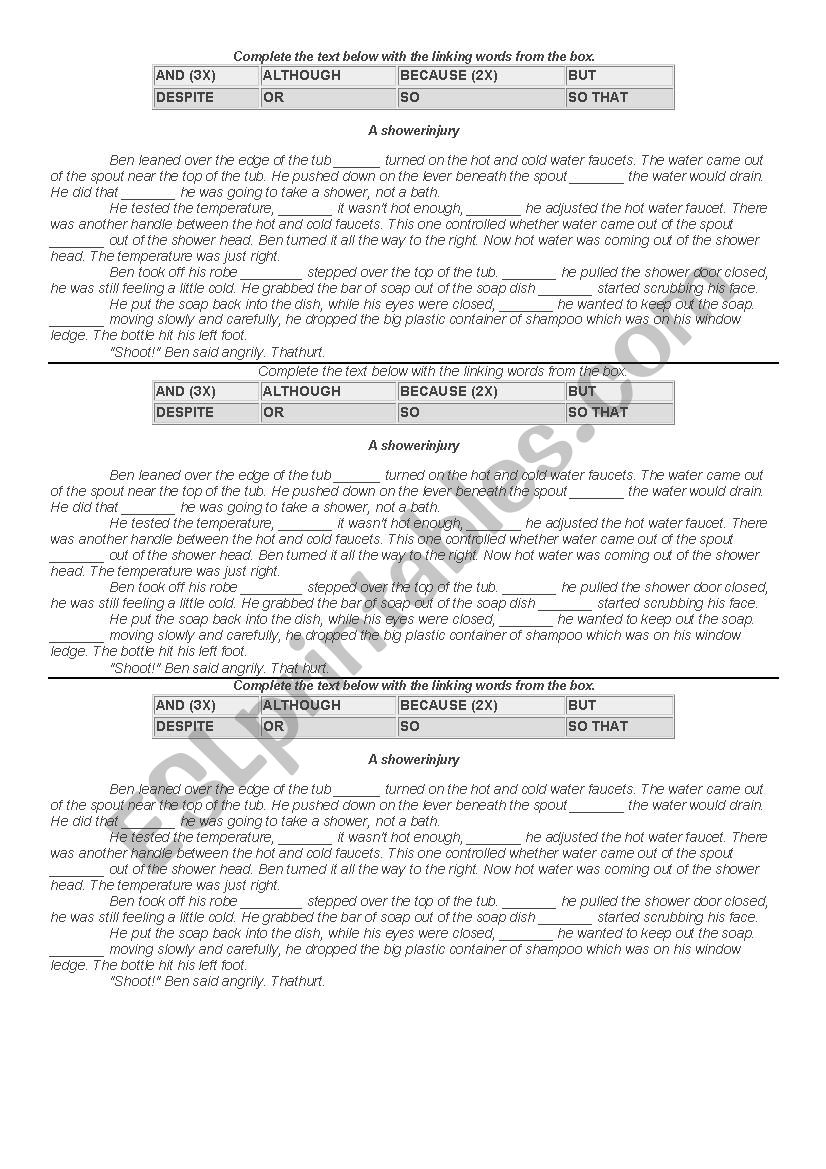 Linking words worksheet