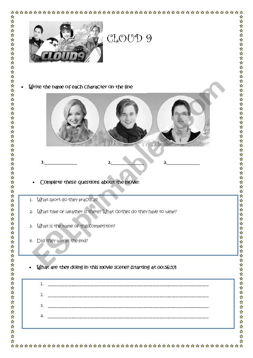 cloud 9 movie worksheet  worksheet