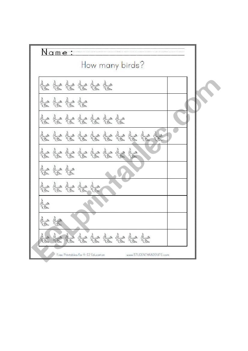 Counting worksheet