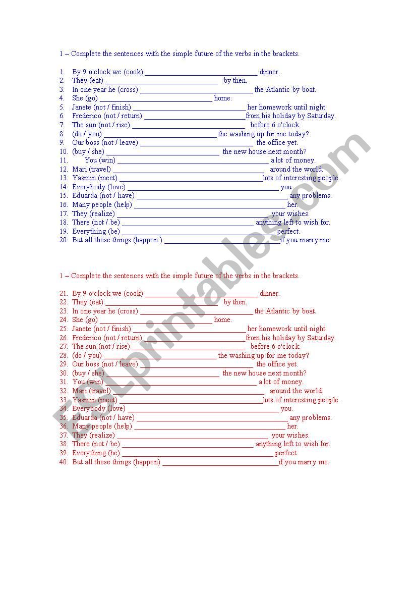 Will - exercises worksheet