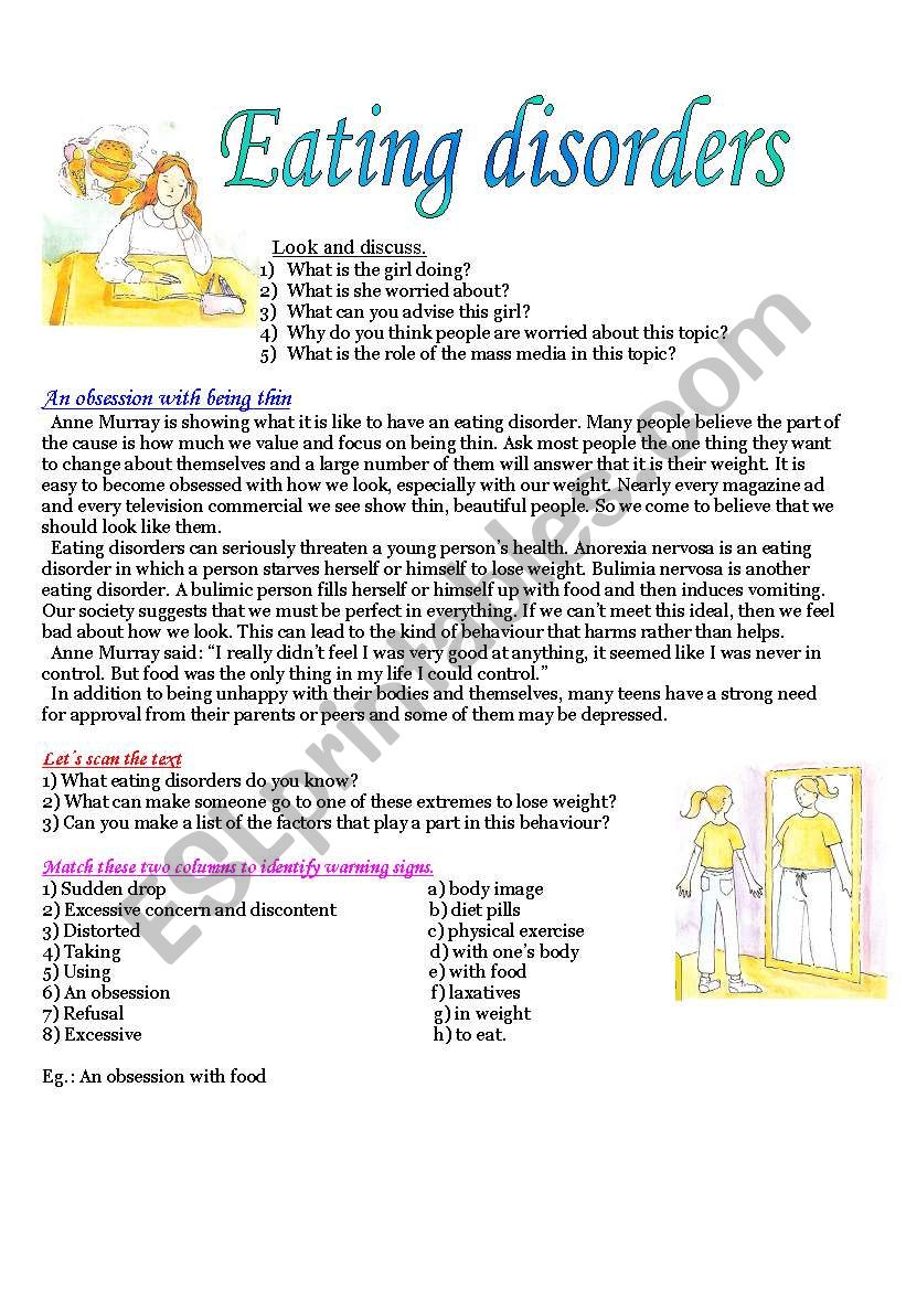 Eating disorders worksheet