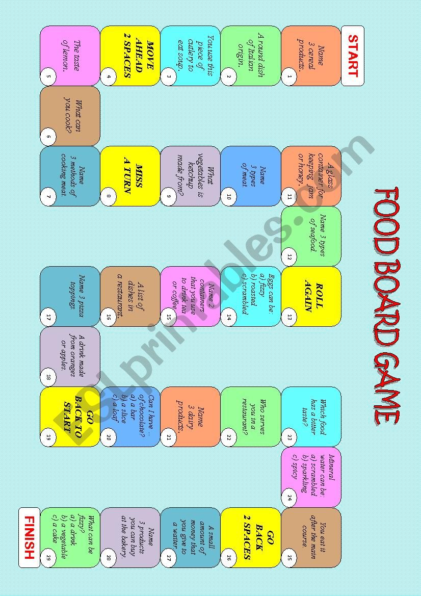 FOOD BOARD GAME worksheet