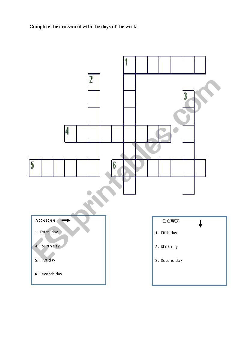 DAYS OF THE WEEK worksheet