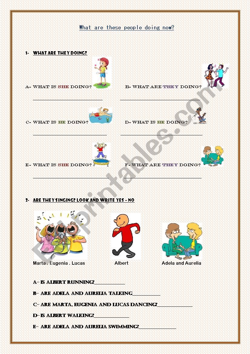 Present continuous worksheet