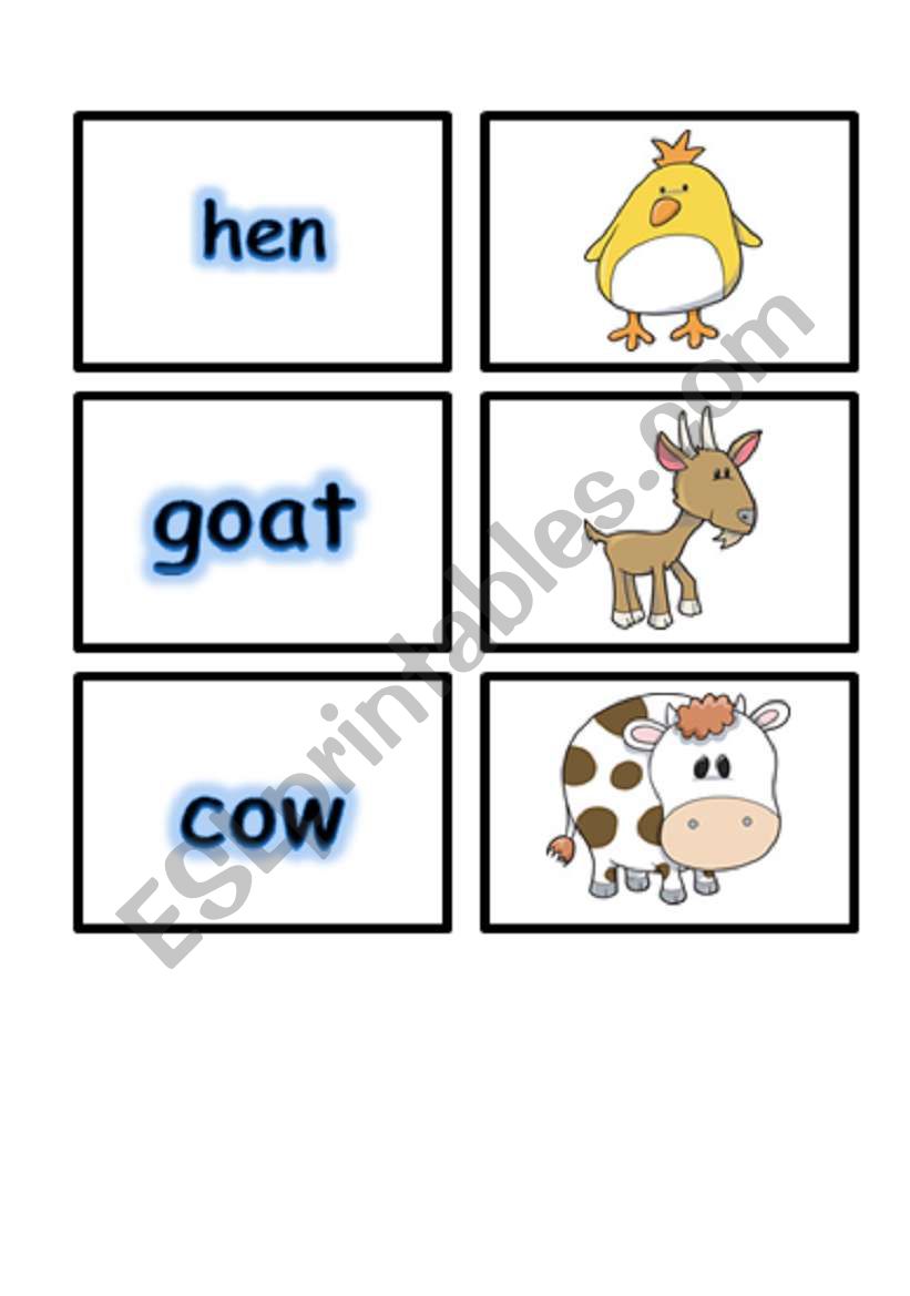  MATCHING GAME FLASHCARDS SET 1- FARM ANIMALS PART 4 OF 4 (02.08.08)