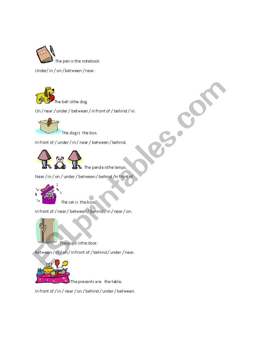 prepositions of place worksheet