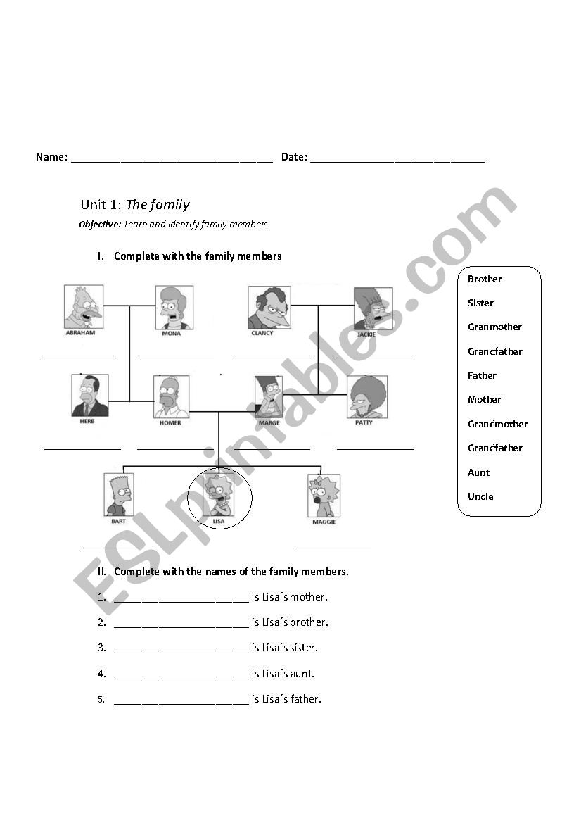 family tree worksheet