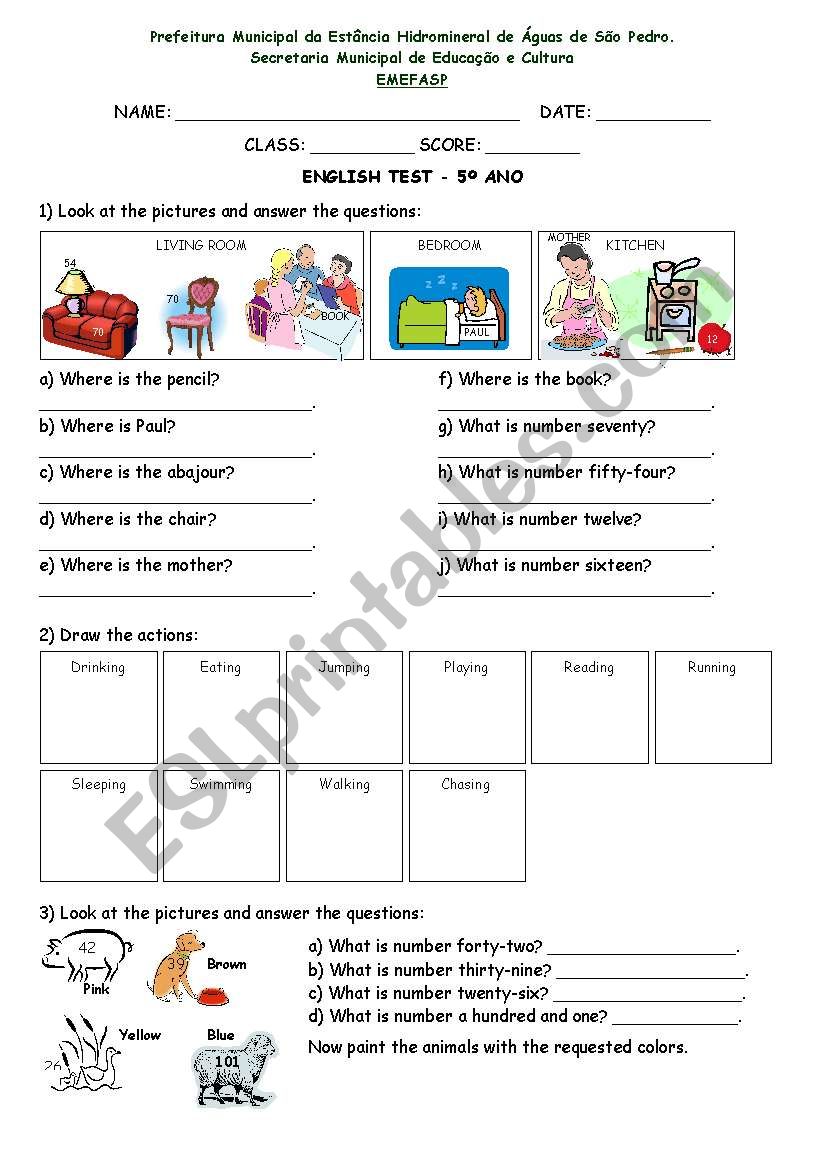 English Evaluation worksheet