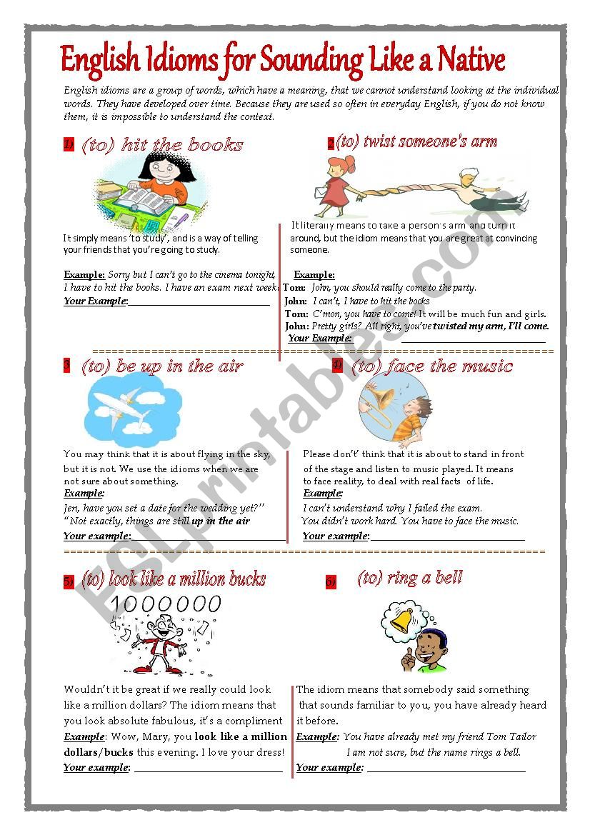 English idiom worksheet