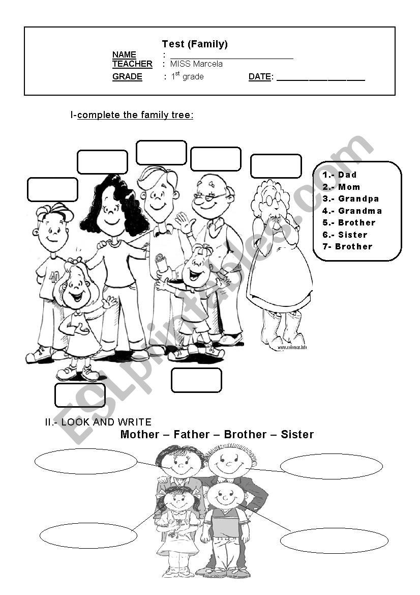 test family worksheet