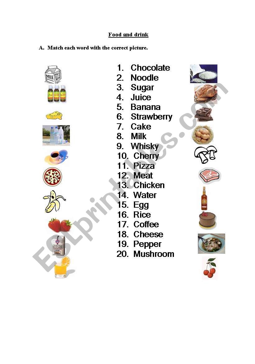 Food and drink worksheet