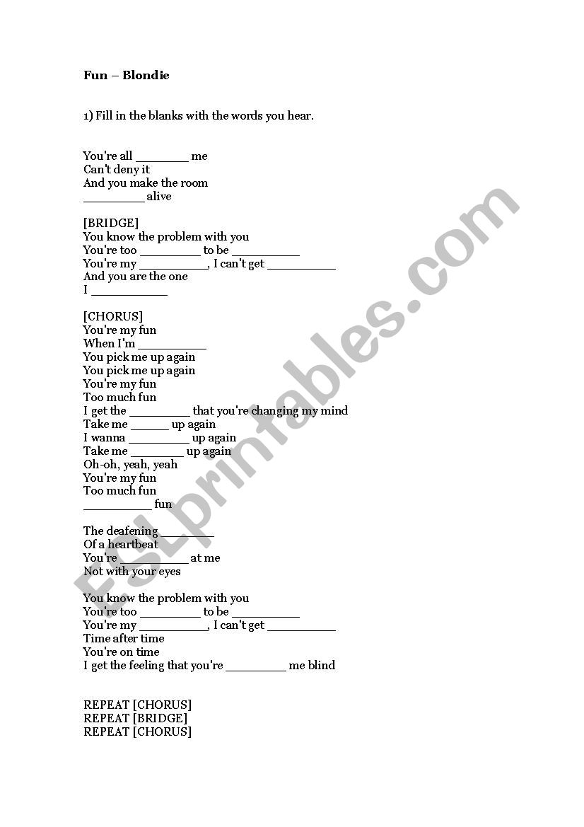 Blondie - Fun worksheet