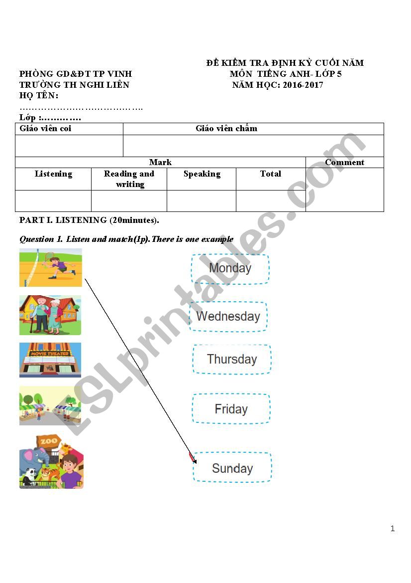 test for grade 5 worksheet