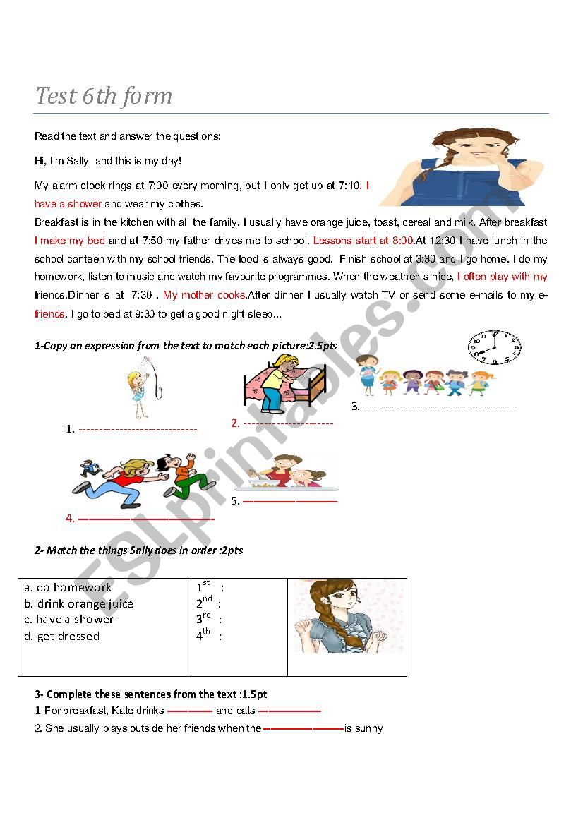 daily routine  worksheet