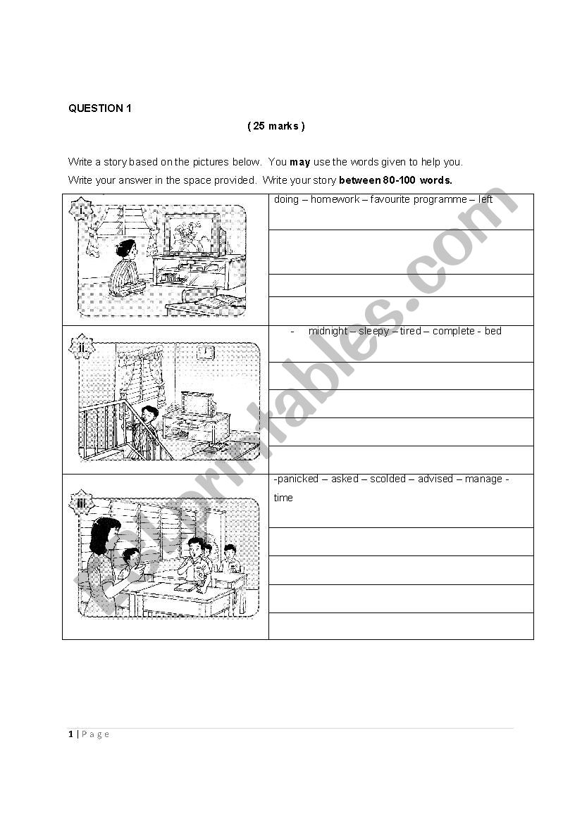 INTERMEDIATE WRITING BASED ON CLUES