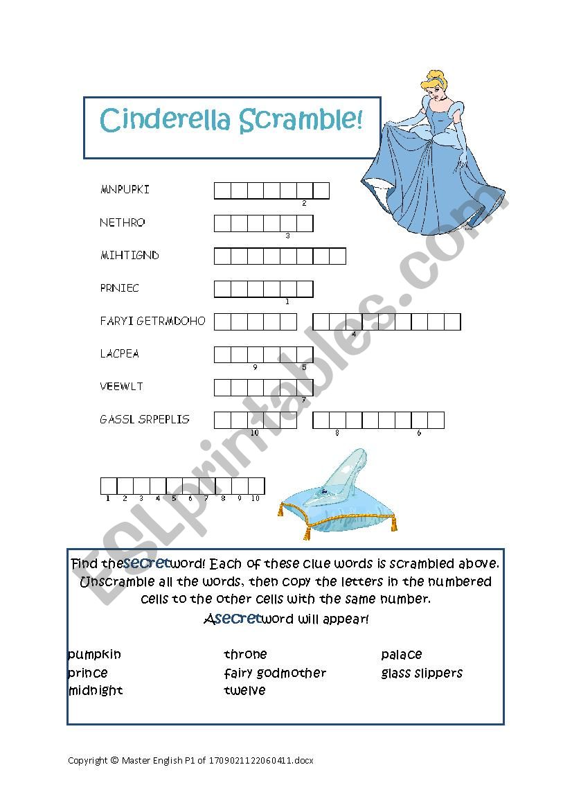 Cinderella Secret Word Scramble