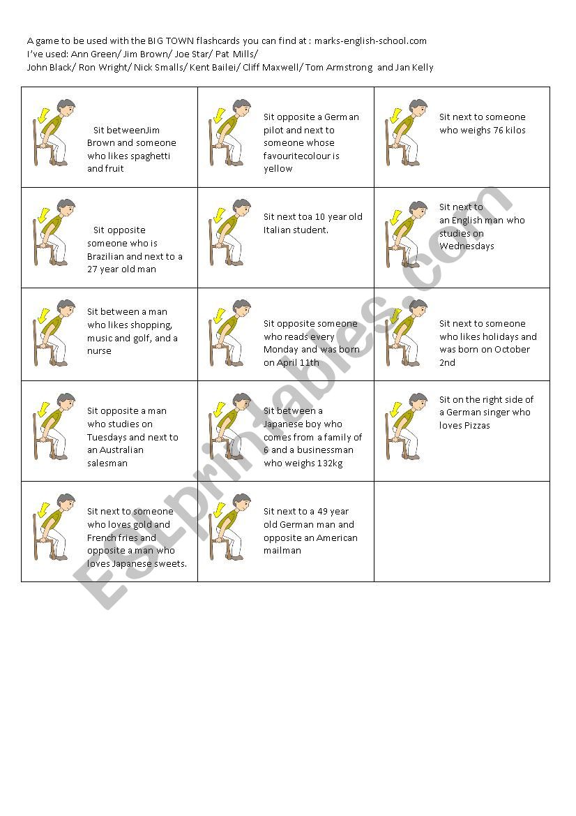 Sit next to... worksheet