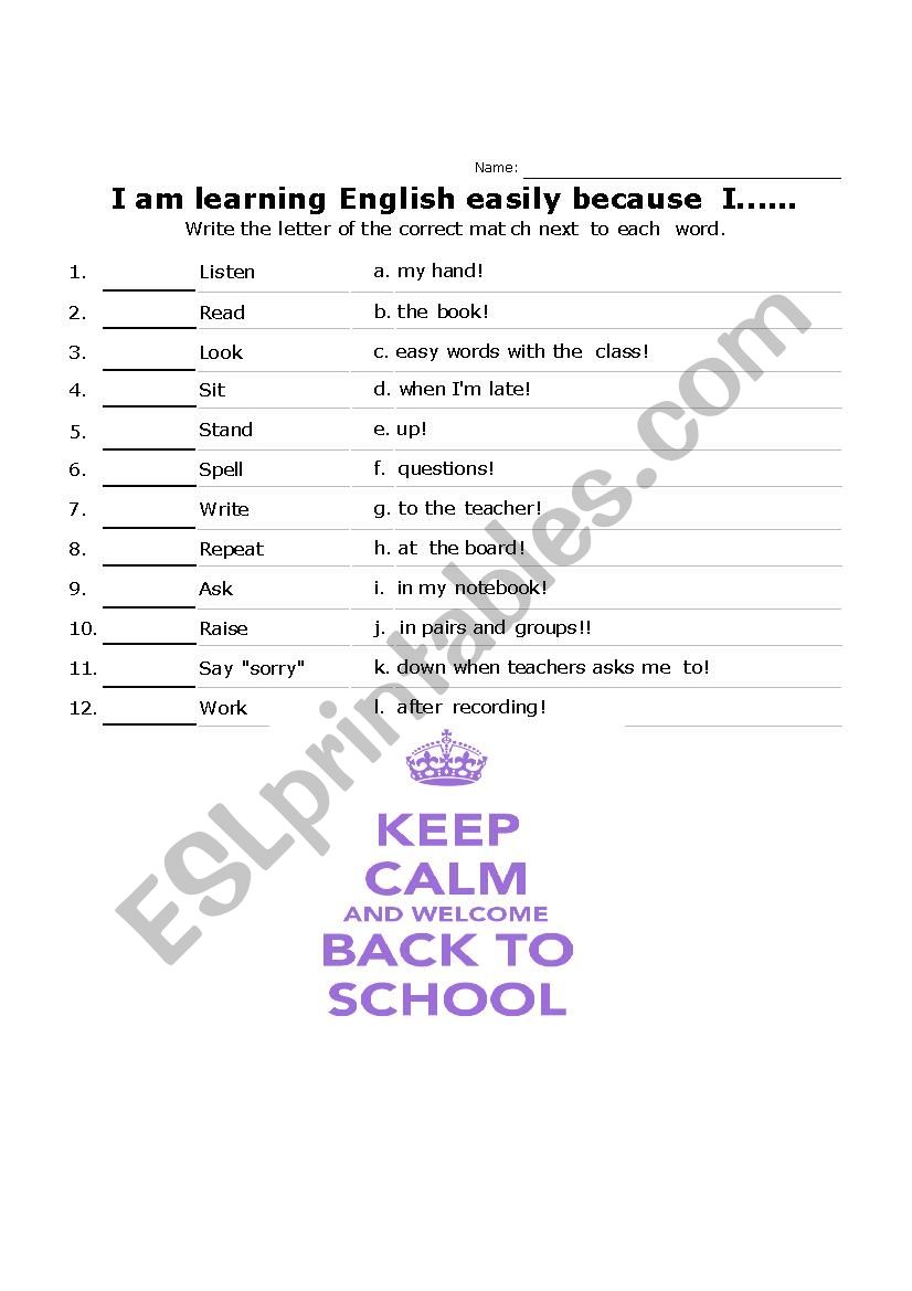 Welcome back to school 2  worksheet