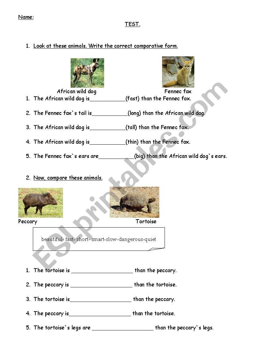 Comparatives and animal description