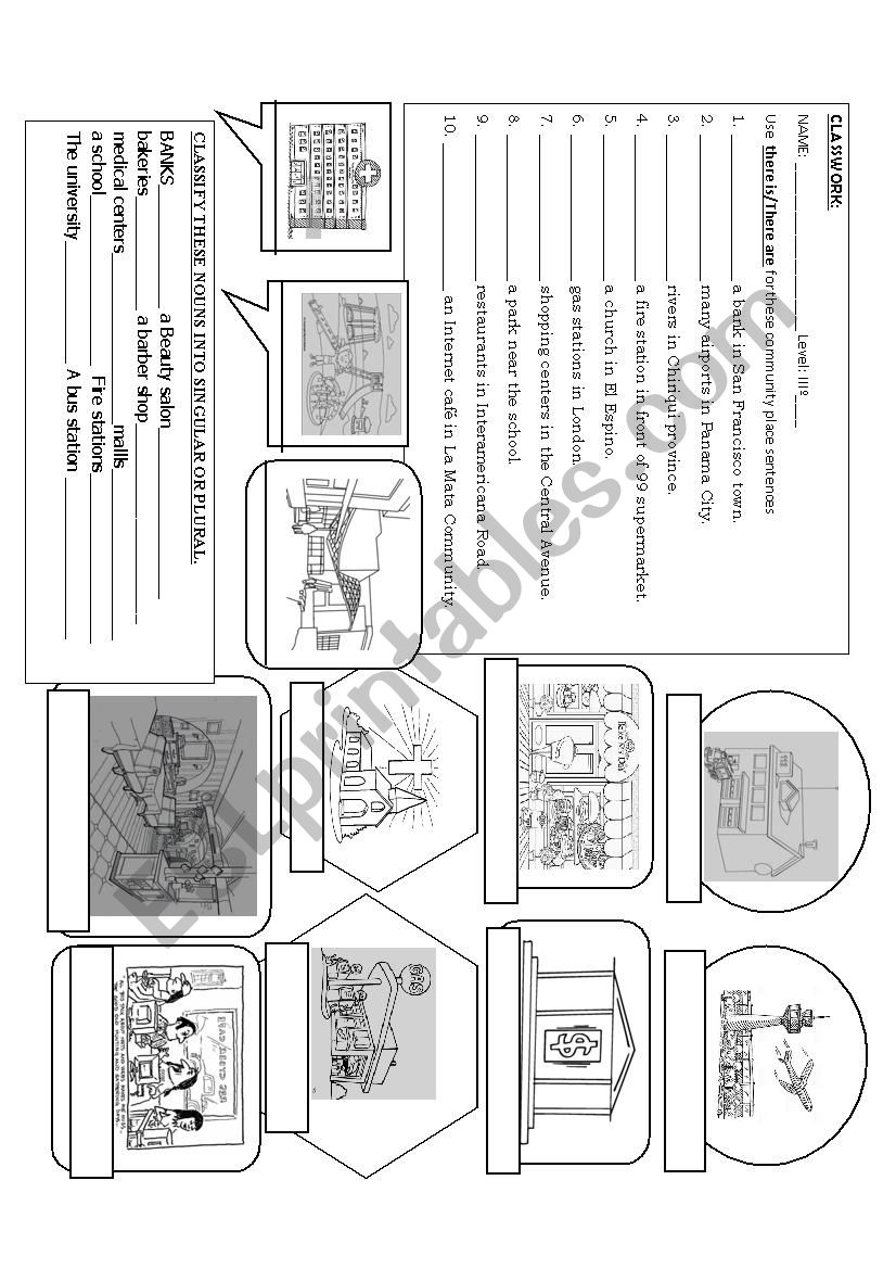 CLASSWORK COMMUNITY PLACES  worksheet