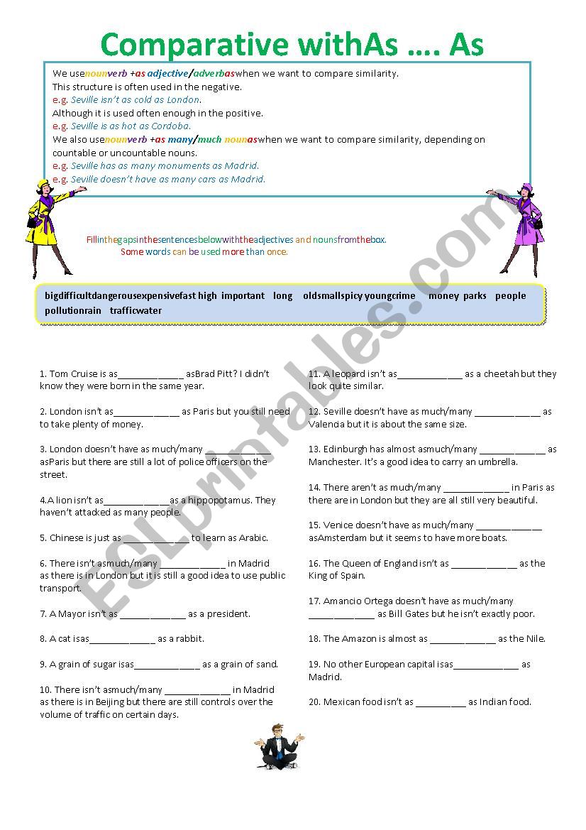 As ...Comparative ... As - worksheet and cards