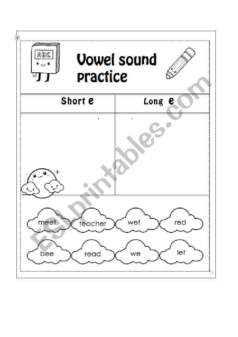 Short E, Long E worksheet