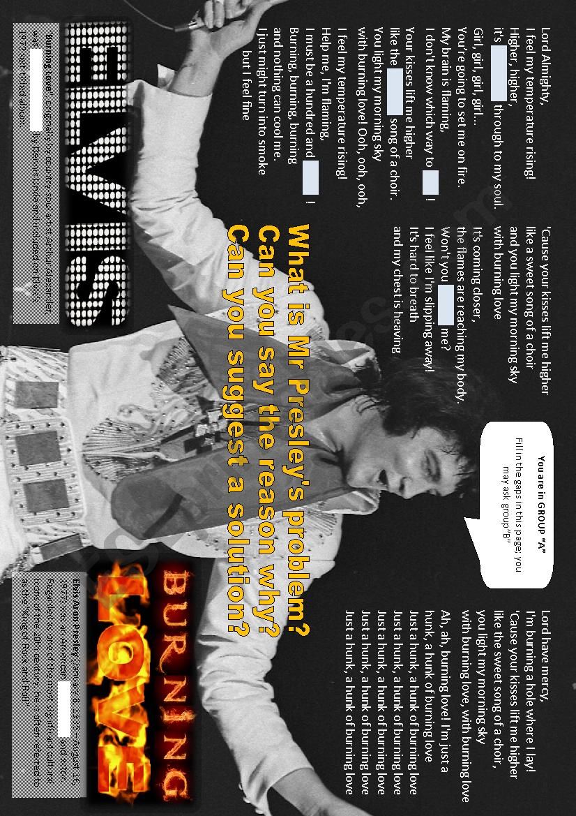 Elvis Presley - Burning love worksheet