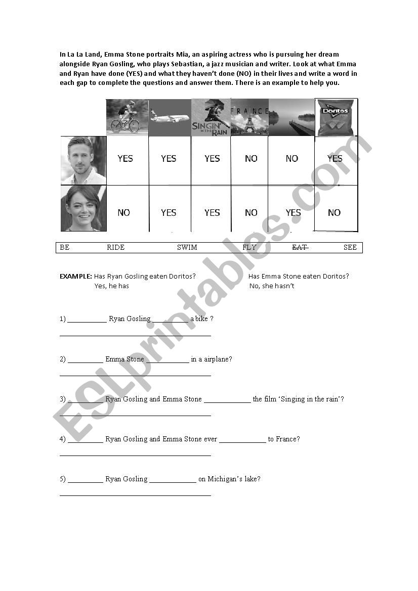 La La Land worksheet - Present Perfect/Intermediate vocabulary