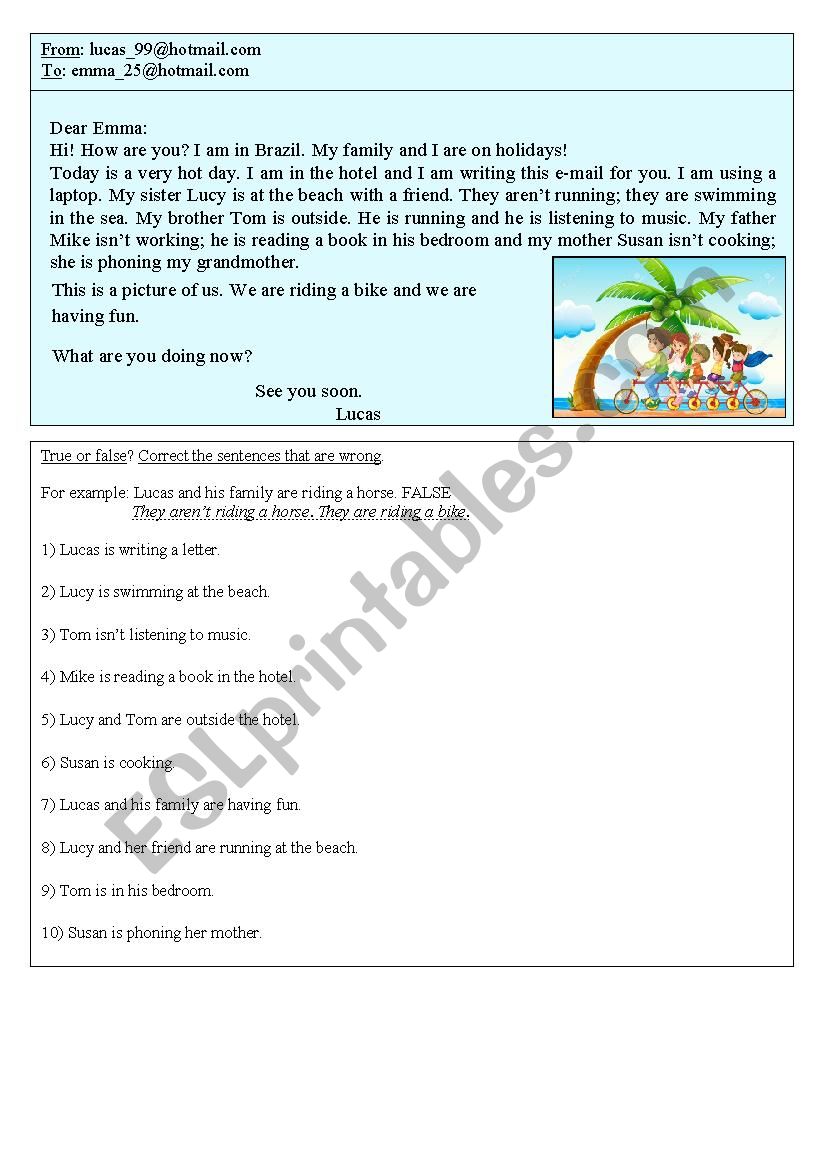 Present Continuous worksheet