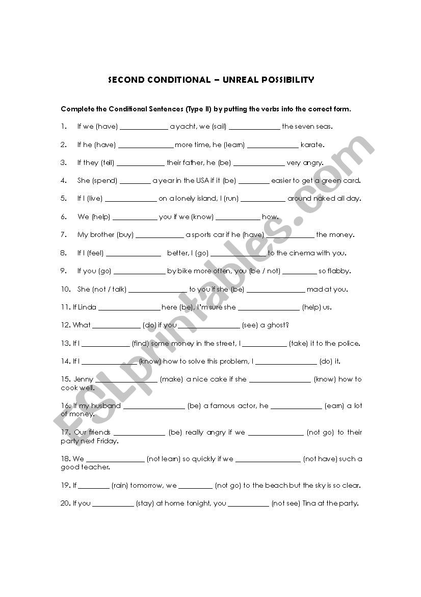 Second conditional worksheet