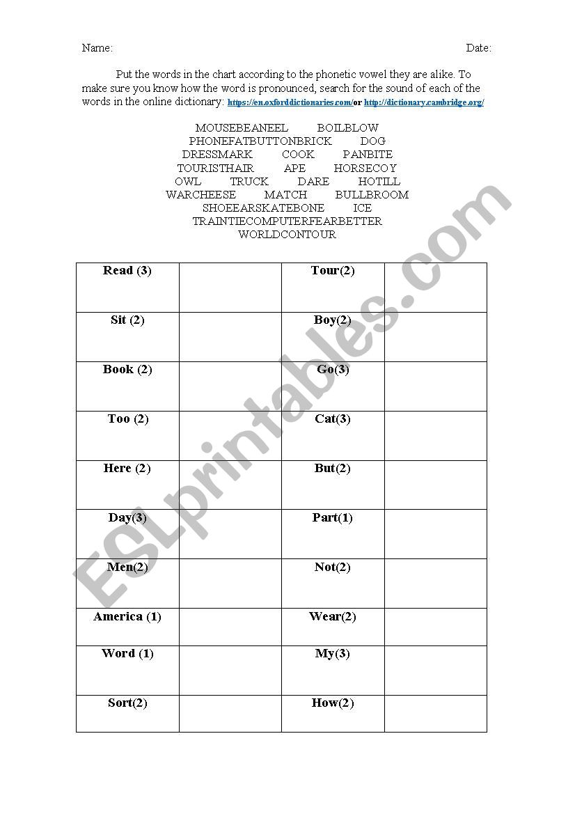 sounds worksheet