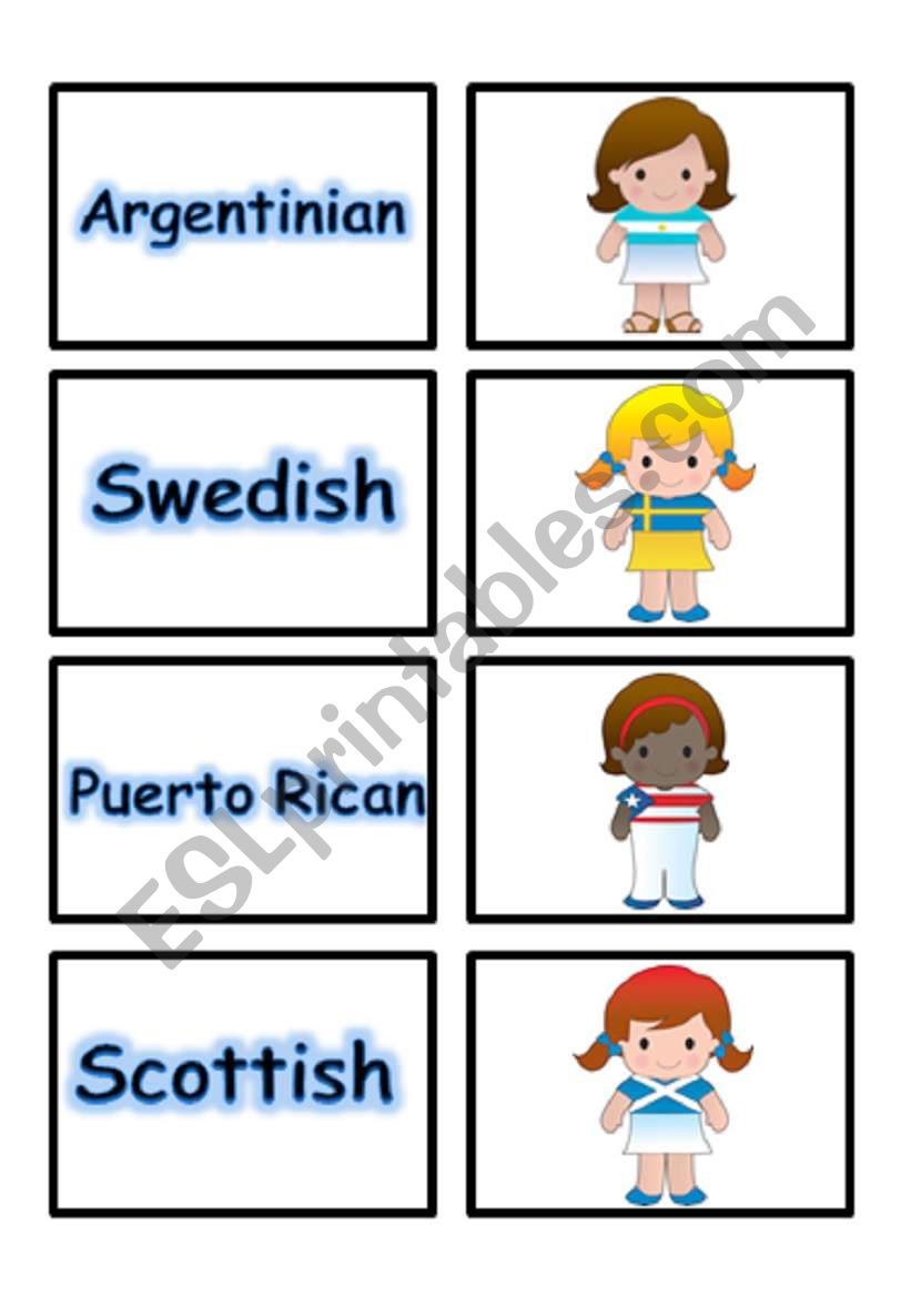 MATCHING GAME FLASHCARDS SET 2- NATIONALITY PART 1 OF 5 (02.08.08)