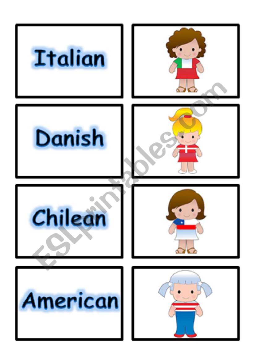  MATCHING GAME FLASHCARDS SET 2- NATIONALITY PART 2 OF 5 (02.08.08)