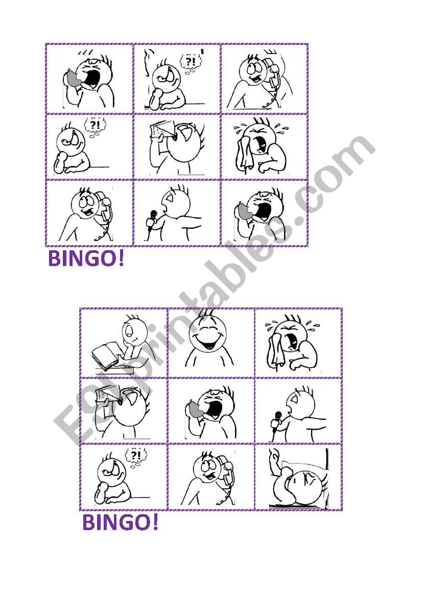 Verbs/ Actions Bingo worksheet
