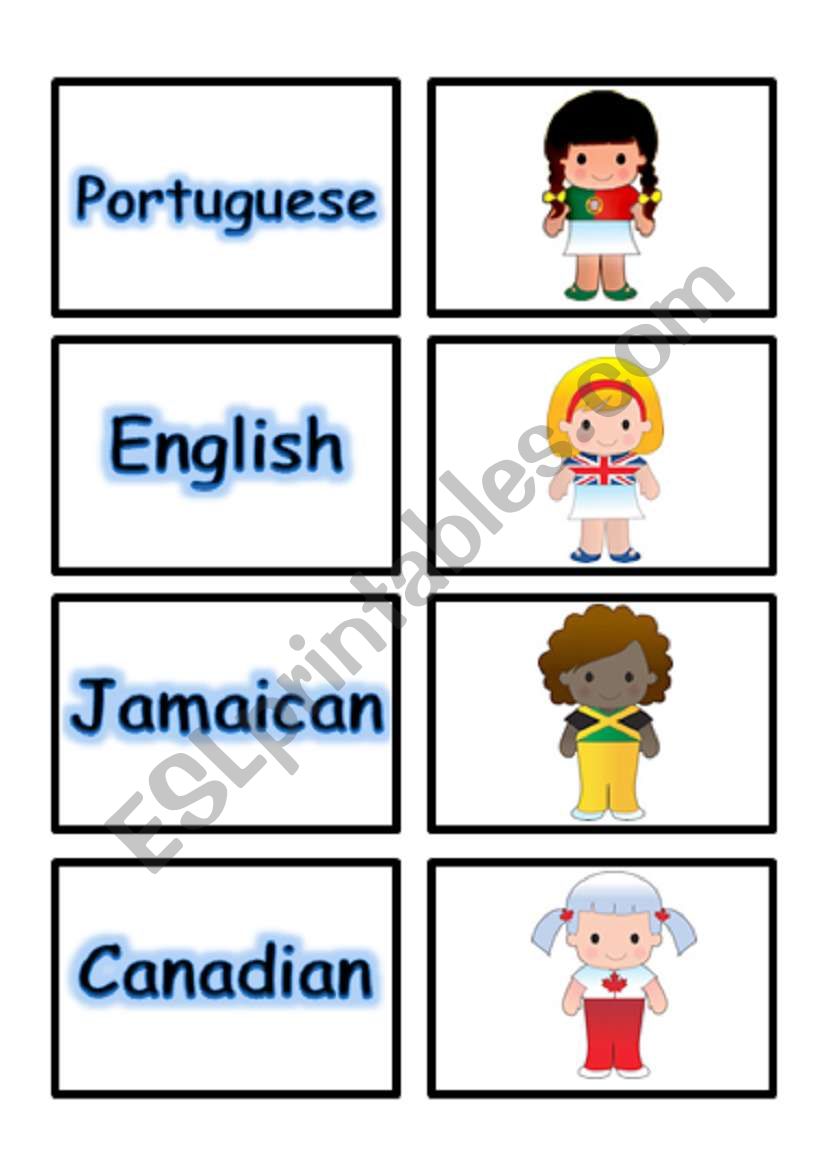  MATCHING GAME FLASHCARDS SET 2- NATIONALITY PART 3 OF 5 (02.08.08)