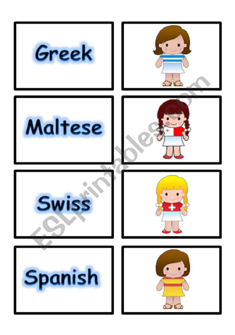  MATCHING GAME FLASHCARDS SET 2- NATIONALITY PART 4 OF 5 (02.08.08)