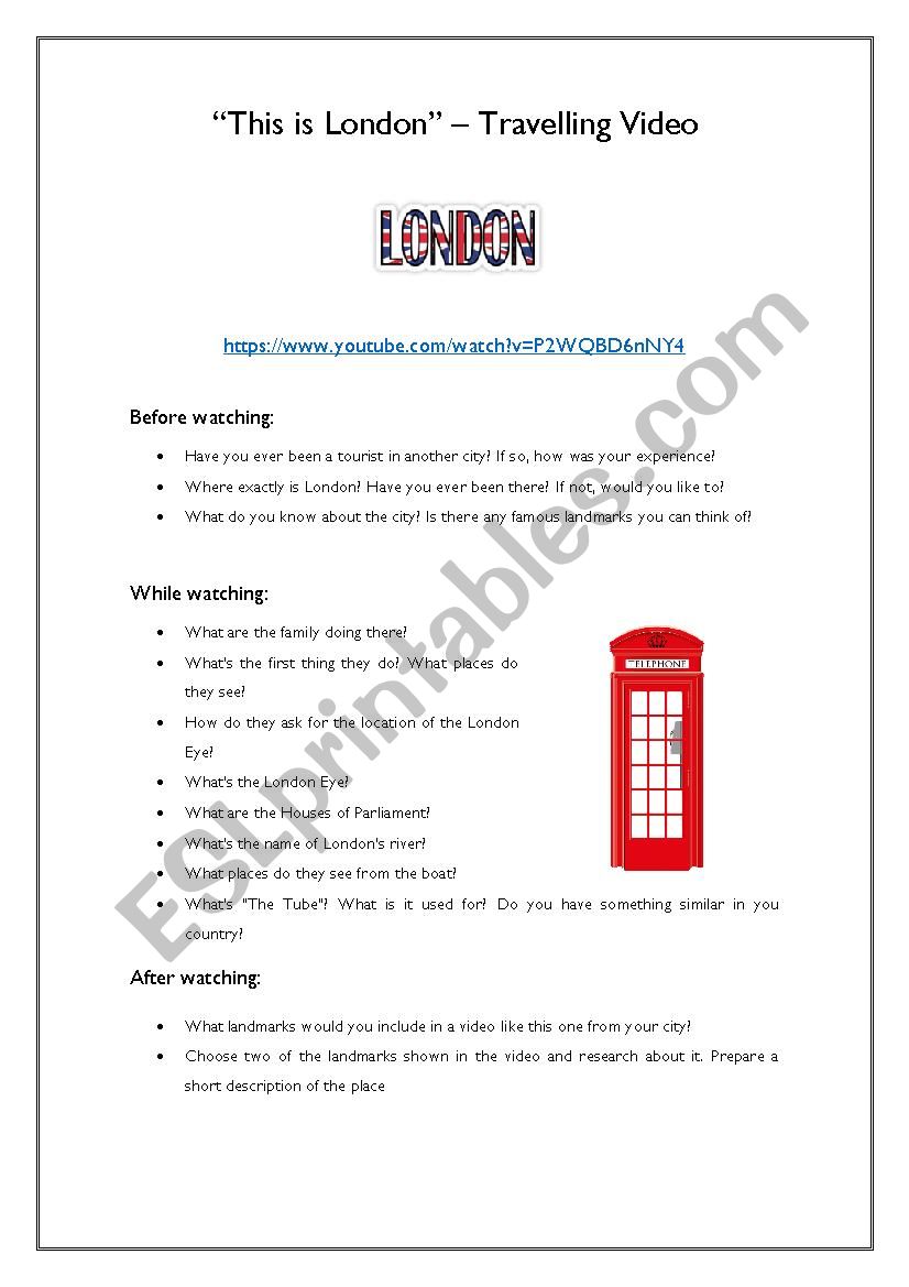 London Travelling Video Worksheet 