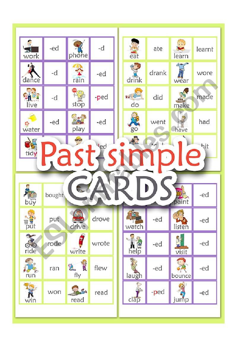 Past simple CARDS worksheet