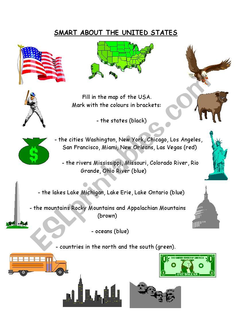 Geography of USA worksheet