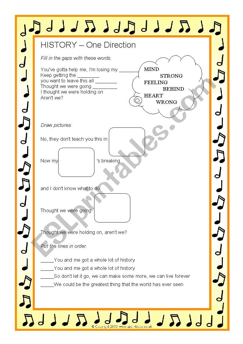 History - One Direction worksheet