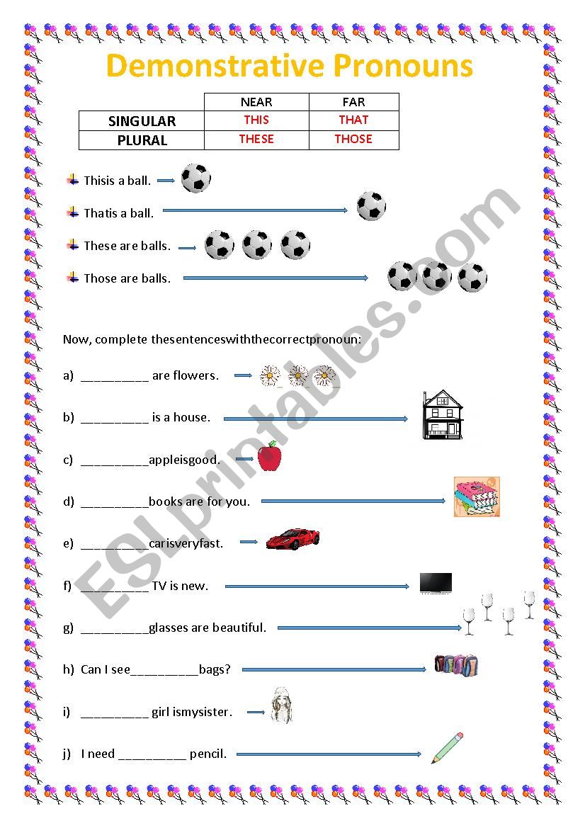 Demonstrative Pronouns worksheet