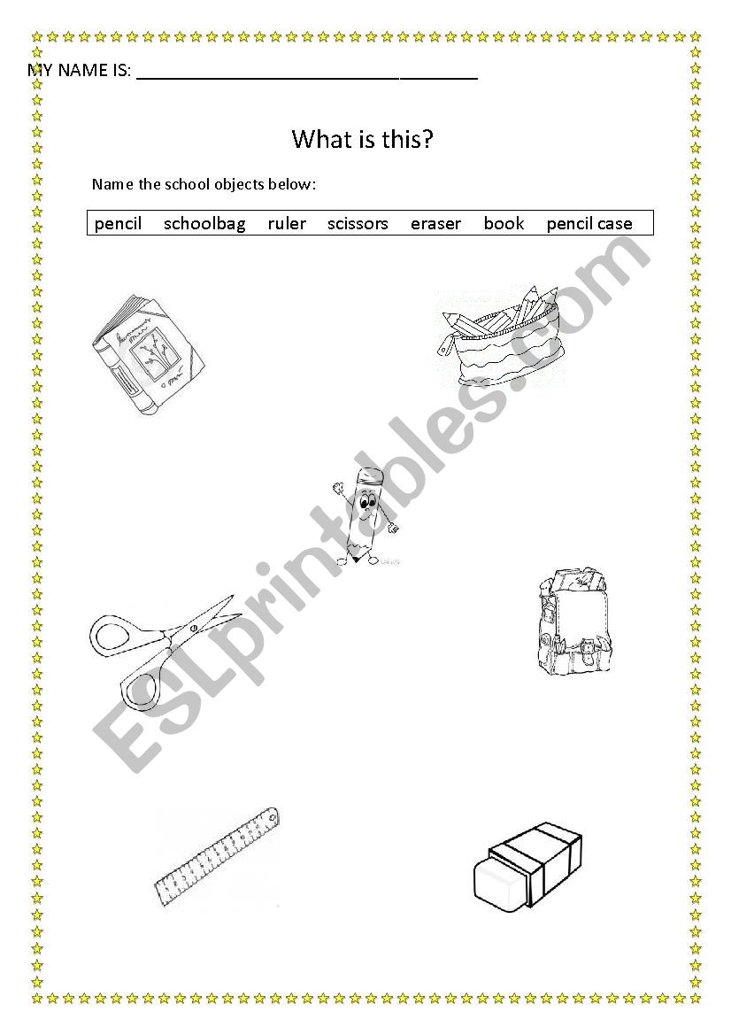 School Objects worksheet