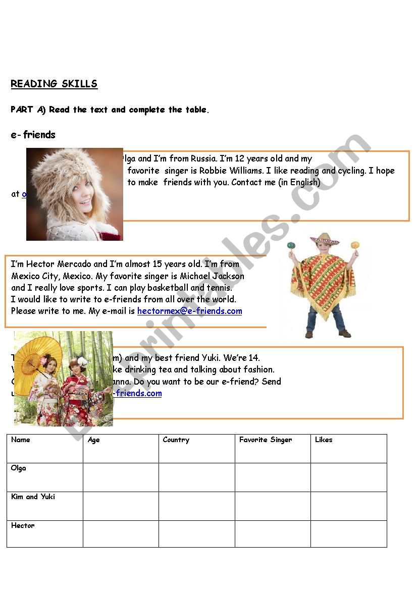 present simple reading worksheet